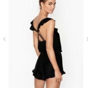 Victoria's Secret Romper crushed velvet w ruffles